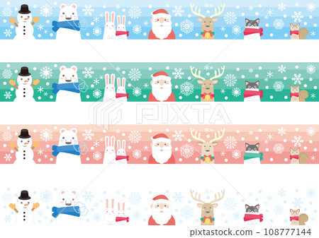 Cute Christmas material_Santa and animal belt_4 pattern set 108777144
