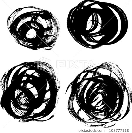 Round Abstract Dry Brush Grunge Banners Set. Round Abstract Dry Brush Grunge Banners Set. 108777318