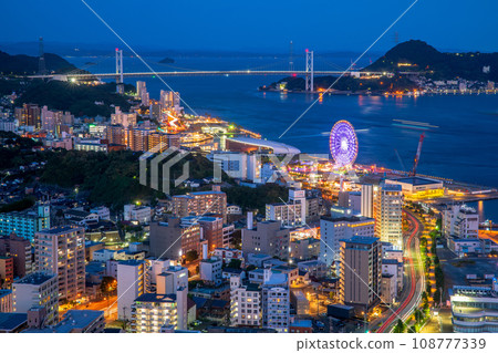 Night view from Kaikyo Yume Tower, Shimonoseki City, Yamaguchi Prefecture 108777339