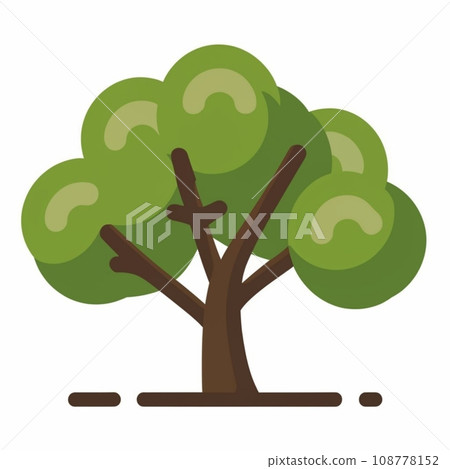 tree with green leaves icon, flat style 108778152