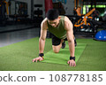 Asian man who keeps fit by doing push-ups Build strength in the chest muscles. Health workout concept 108778185