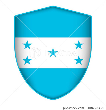 Honduras flag in shield shape. Vector illustration. Honduras flag in shield shape. Vector illustration. 108778338