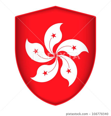Hong Kong flag in shield shape. Vector illustration. 108778340