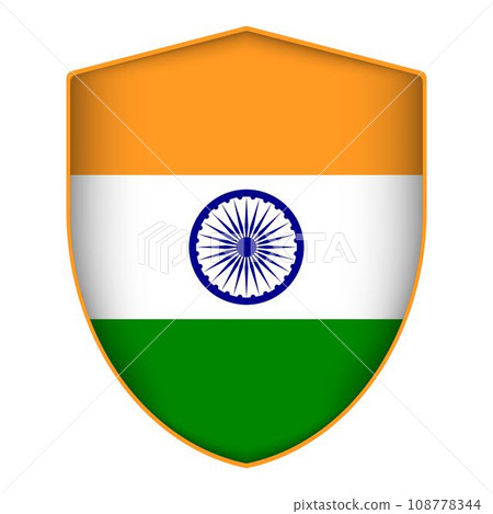 India flag in shield shape. Vector illustration. 108778344