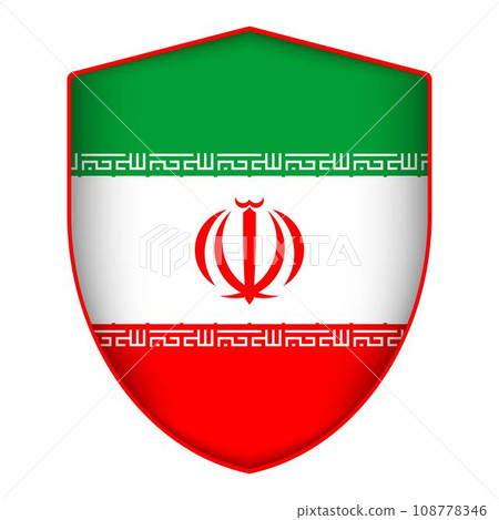 Iran flag in shield shape. Vector illustration. 108778346