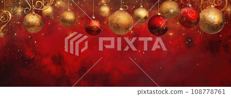 oil painted Christmas decorations. close-up. New Year card with balls. oil painted Christmas decorations. close-up. New Year card with balls. 108778761