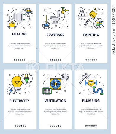 Vector line art web and mobile app template set 108778893