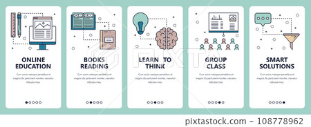 Vector line art web and mobile app template set 108778962