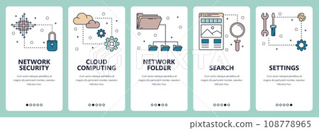 Vector line art web and mobile app template set 108778965