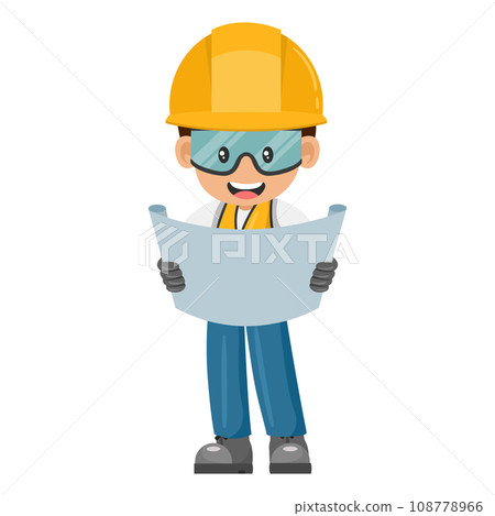 Supervising engineer with construction plan on site. industrial worker with his personal protective equipment. Industrial safety and occupational health at work 108778966