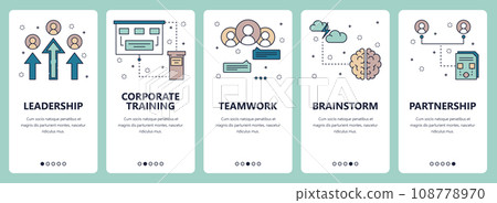 Vector line art web and mobile app template set 108778970