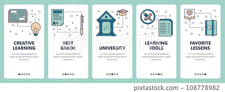 Vector line art web and mobile app template set 108778982