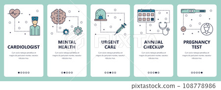 Vector line art web and mobile app template set 108778986