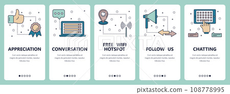 Vector line art web and mobile app template set 108778995