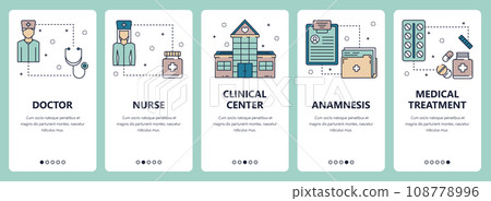 Vector line art web and mobile app template set 108778996