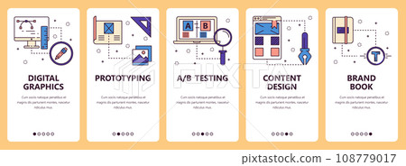 Vector line art web and mobile app template set 108779017