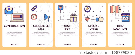 Vector line art web and mobile app template set Vector line art web and mobile app template set 108779020