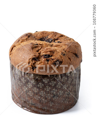 Christmas panettone cake isolated on white background Christmas panettone cake isolated on white background 108779360
