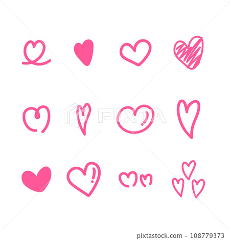 Pink heart doodle hand drawn for element, illustration, Valentine, love 108779373