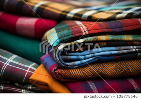 Flannel quilt pattern. Winter textile background. Generative AI 108779546