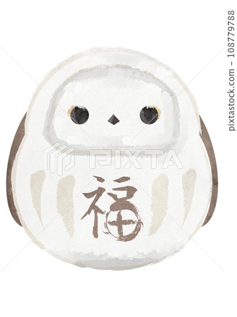 水彩白色達摩插圖 Shimaenaga 108779788