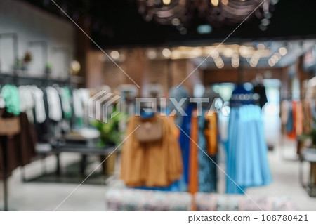 blurry Shop Fashion stylish luxury clothes. Image and stylish services, selection of colors, types. Spring capsule wardrobe 108780421