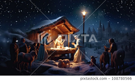 Nativity scene, christian Christmas Nativity scene, christian Christmas 108780566