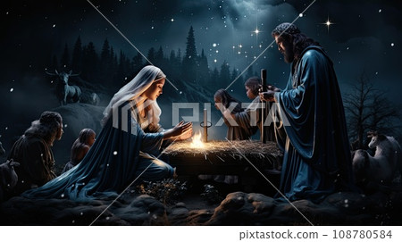 Nativity scene, christian Christmas Nativity scene, christian Christmas 108780584
