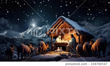 Nativity scene, christian Christmas 108780587
