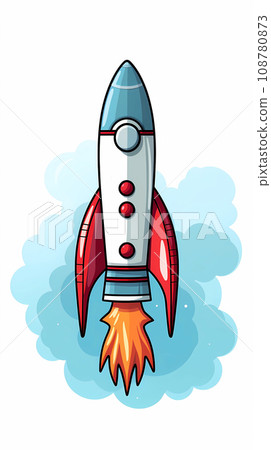 手绘卡通火箭插画 手绘卡通火箭插画 108780873