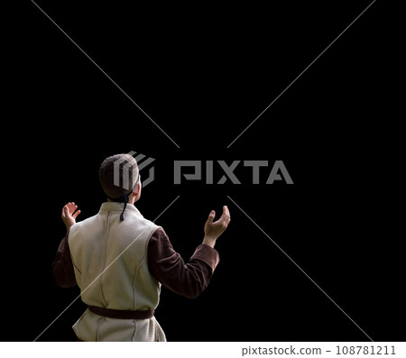 Praying man with raised hands Praying man with raised hands 108781211