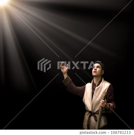 Praying man with raised hand Praying man with raised hand 108781213