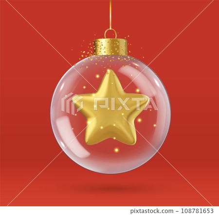 3d Realistic hanging glass christmas balls 3d Realistic hanging glass christmas balls 108781653