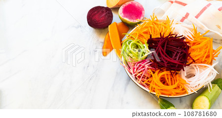 Vegetable noodle concept - selection of vegetable spaghetti, low carb diet alternative Vegetable noodle concept - selection of vegetable spaghetti, low carb diet alternative 108781680