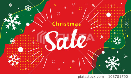 Christmas sale, snowflakes and english text, red and green vector background illustration material 108781790