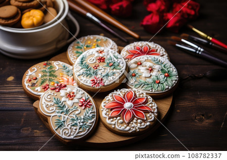 christmas cookies on rustic wooden table christmas cookies on rustic wooden table 108782337