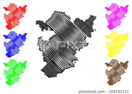 Alirajpur district (Madhya Pradesh State, Indore division, Republic of India) map vector illustration, scribble sketch Alirajpur map 108782552
