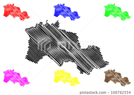 Almora district (Uttarakhand or Uttaranchal State, Republic of India) map vector illustration, scribble sketch Almora map 108782554