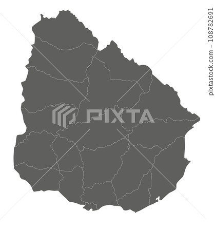 Vector blank map of Uruguay with departments and administrative divisions. Editable and clearly labeled layers. 108782691