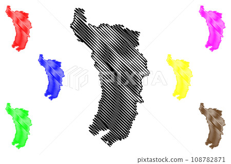 Darjeeling district (West Bengal State, Republic of India) map vector illustration, scribble sketch Darjeeling map 108782871