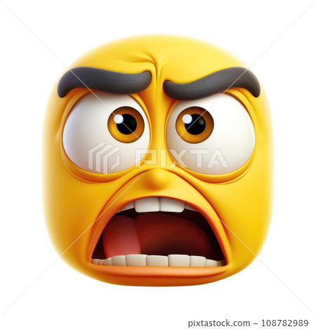 Shocked Emoticon with Open Mouth 108782989
