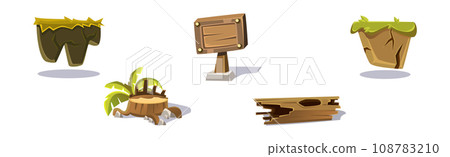 Nature Game Landscape Object and Elements Vector Set 108783210