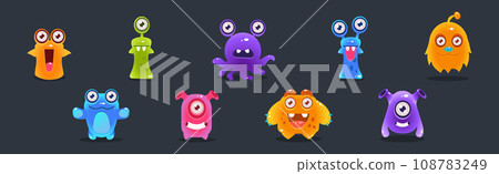 Cute Colorful Jelly Monster and Funny Aliens Vector Set Cute Colorful Jelly Monster and Funny Aliens Vector Set 108783249