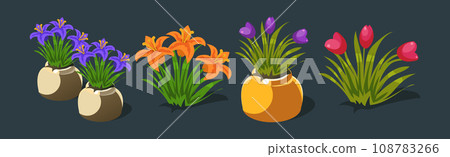 Game Planting and Garden Object and Element Vector Set Game Planting and Garden Object and Element Vector Set 108783266