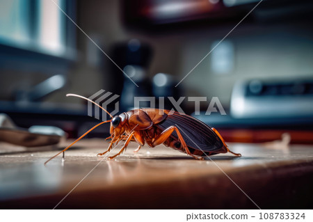 Big Brown Cockroach in Kitchen - Generative AI 108783324