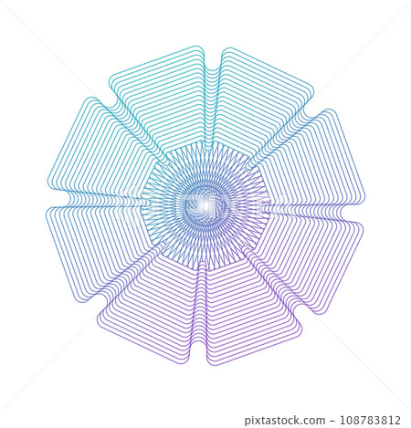 Watermark decorative single element. Round Guilloche rosette element. Digital watermark for Security Papers as protective layer for certificate, voucher, banknote, play money design, currency. vector 108783812