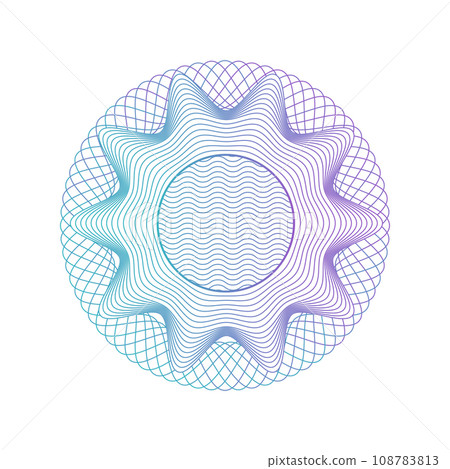 Guilloche round Pattern Rosette for Banknotes, Certificate, Play Money or Other Security Papers. Linear Vector Illustration 108783813