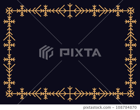 Art deco christmas frame with snowflakes. Art line vintage linear border. Design a template for invitations, leaflets and greeting cards. The style of the 1920s - 1930s. Vector illustration Art deco christmas frame with snowflakes. Art line vintage linear border. Design a template for invitations, leaflets and greeting cards. The style of the 1920s - 1930s. Vector illustration 108784870