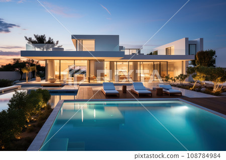 Minimalist cubic house exterior Minimalist cubic house exterior 108784984