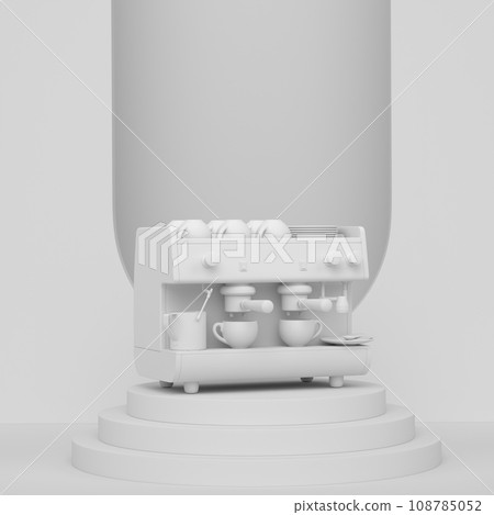 Abstract scene or podium with espresso coffee machine on monochrome 108785052